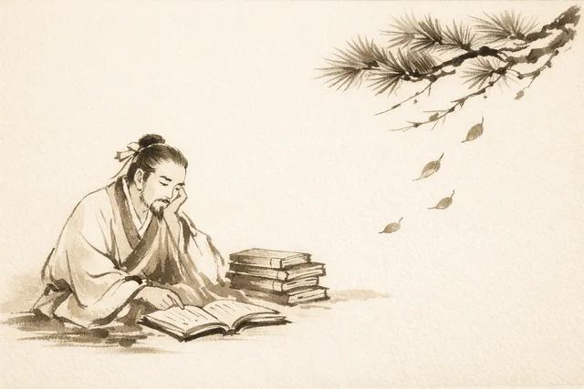 Hand-drawn illustration of books and question marks for GutenGuess game